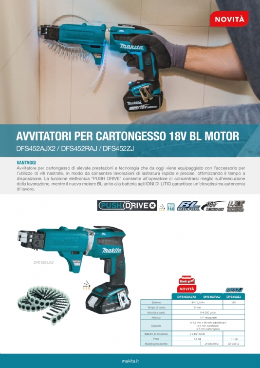 DFS452 - AVVITATORI PER CARTONGESSO 18V